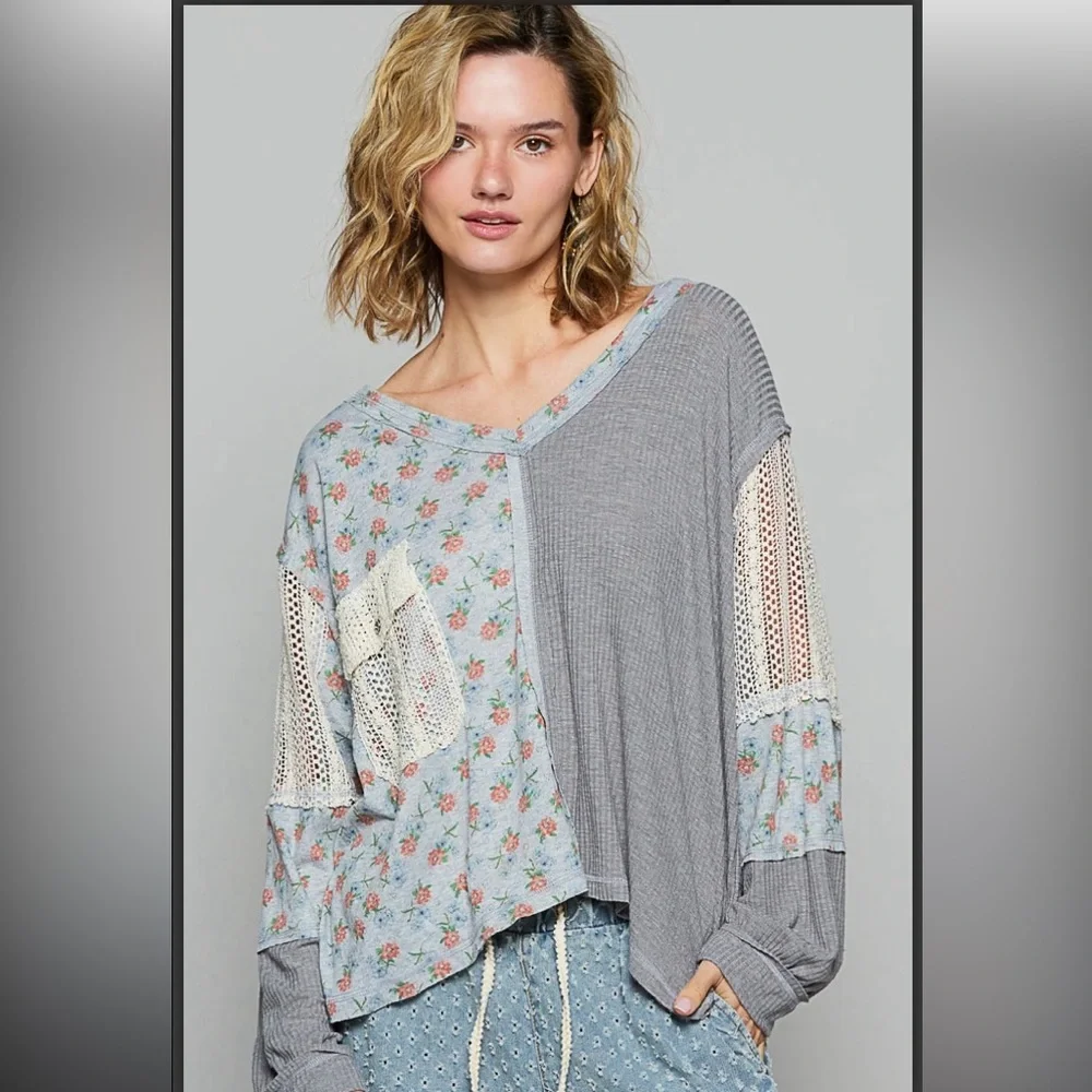 263 ❤️POL roomy fit V neck ribbed thermal top - Picture 3 of 5